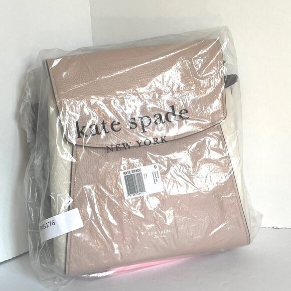Kate Spade Grace Medium Leather Backpack Beige Colorblock - Picture 5 of 13